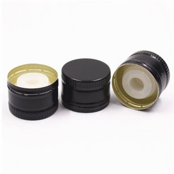 Stocked 31.5x24mm Black Green Gold Color Plastic Insert Popup Aluminium Cap For Olive Oil Glass Bottle